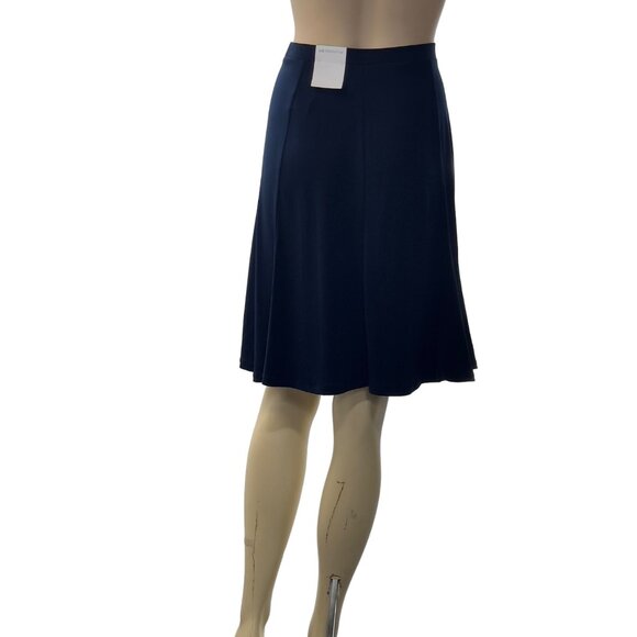 LIZ CLAIBORNE Women's Darkest Sky Blue A-Line Skirt Size Polyester Stretch L - Picture 4 of 12